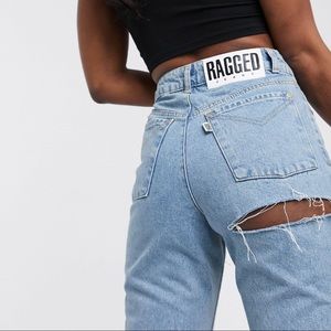 The Ragged Priest Butt Cut Jeans In Blue Denim